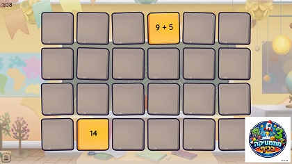 משחק זיכרון וחיבור מספרים טבעיים בתחום העשרים  