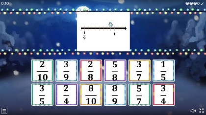 משחק שברים פשוטים על ציר המספרים